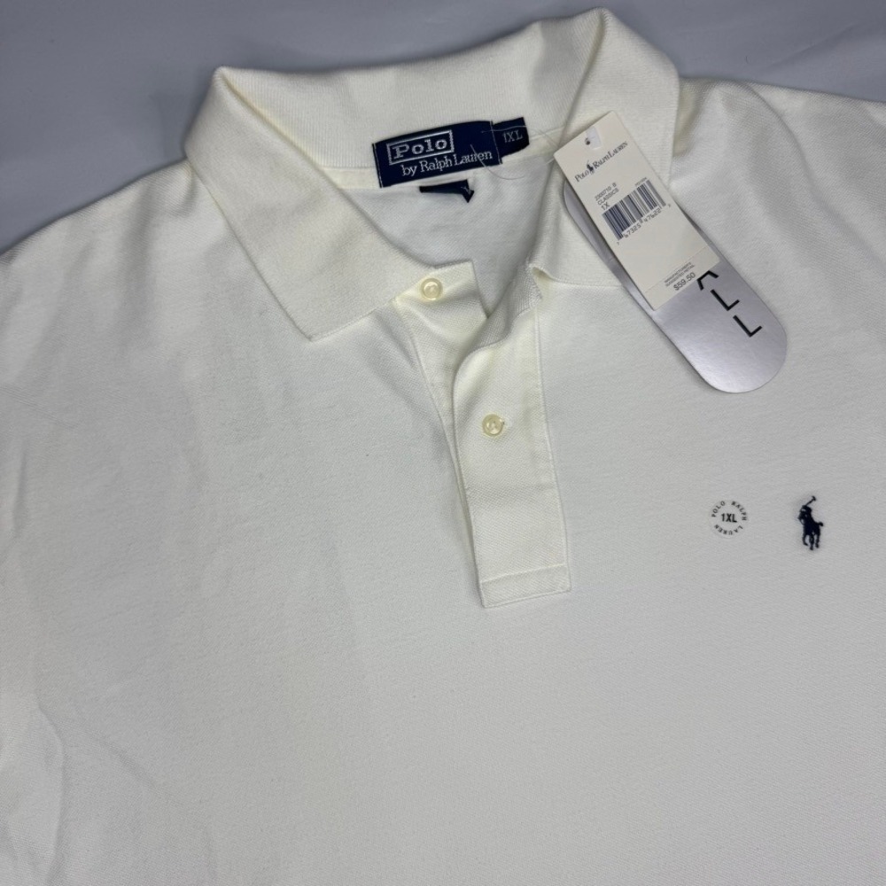 Vtg Polo Ralph Lauren Polo Shirt Mens XL Cream White Pony USA Made NWT Deadstock